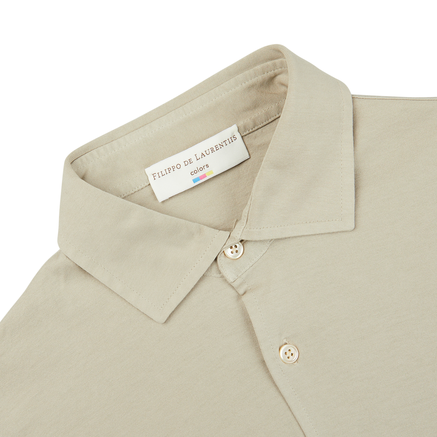 A Ciottollo Beige Cotton Jersey Knitted Shirt in pure cotton with a Filippo de Laurentiis label.