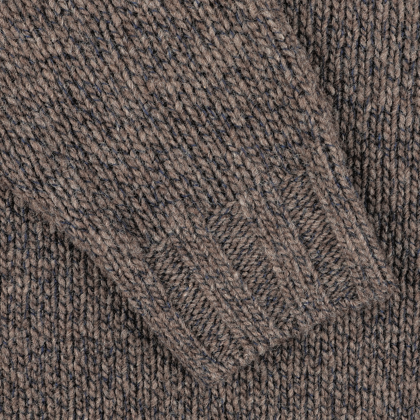 Close-up of the sleeve and body of a Filippo de Laurentiis Brown Melange Yak Cashmere Sweater with a ribbed cuff, showcasing a seasonal staple.