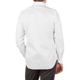Finamore White Fine Cotton Twill Cut-Away Shirt Back