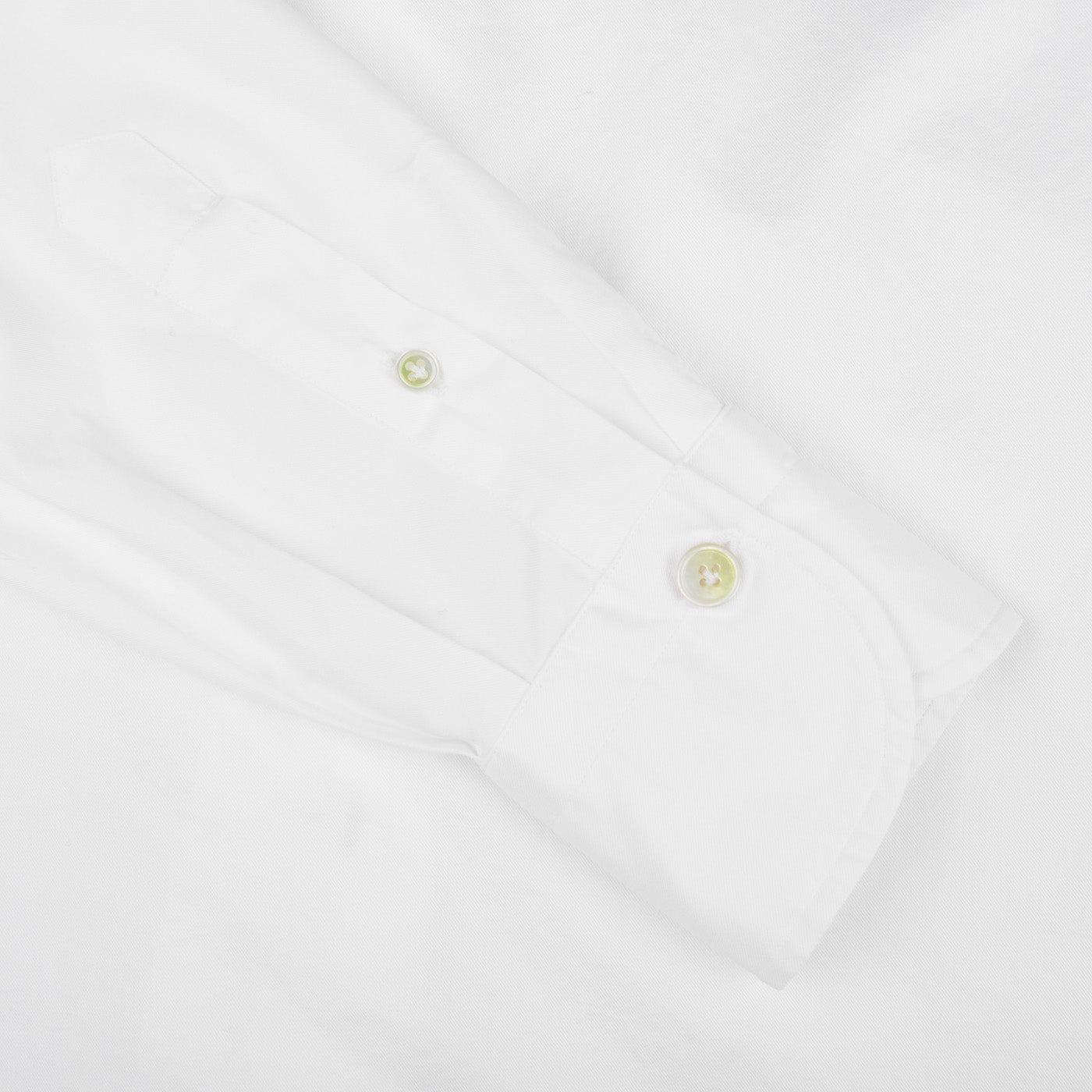 Finamore White Fine Cotton Twill Cut-Away Shirt Cuff