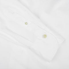 Finamore White Fine Cotton Twill Cut-Away Shirt Cuff