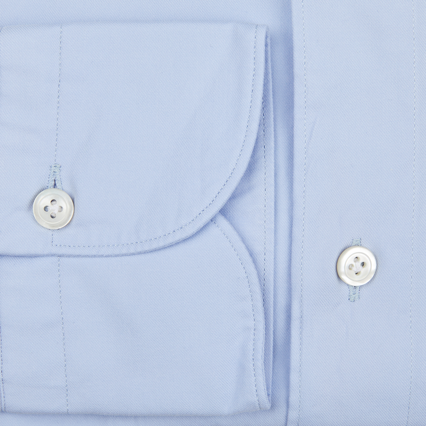 A handmade Light Blue Washed Cotton Twill Shirt by Finamore, featuring buttons.
