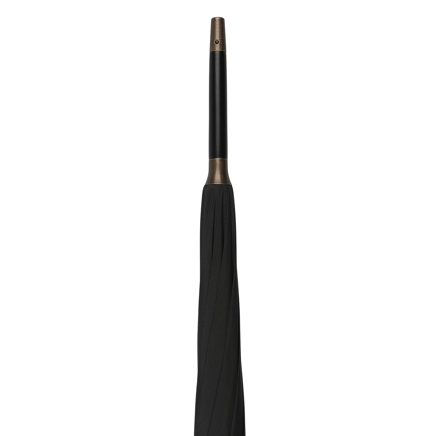 The Black Rabbit Head Handle Umbrella by Fox Umbrellas, featuring an elegant eight-rib metal frame and a straight handle with a pointed tip, is photographed vertically on a white background.