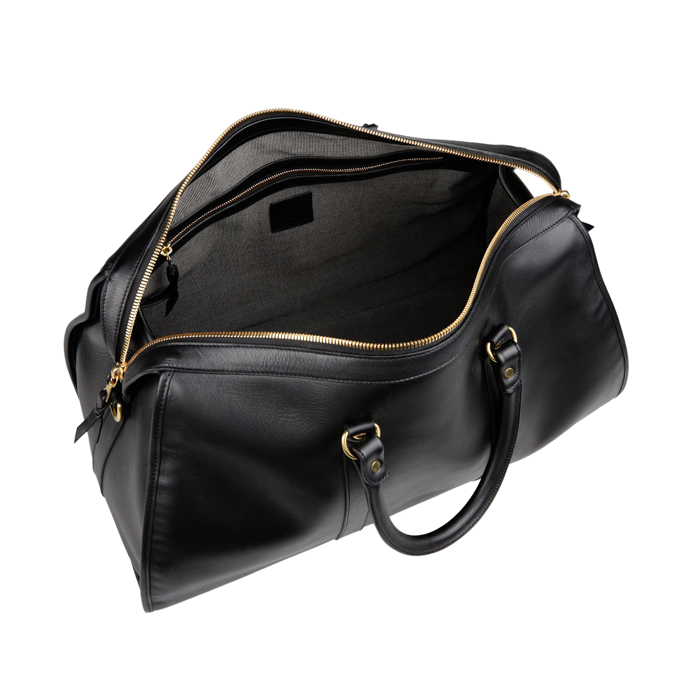 Black Tumbled Leather Duffle Bag