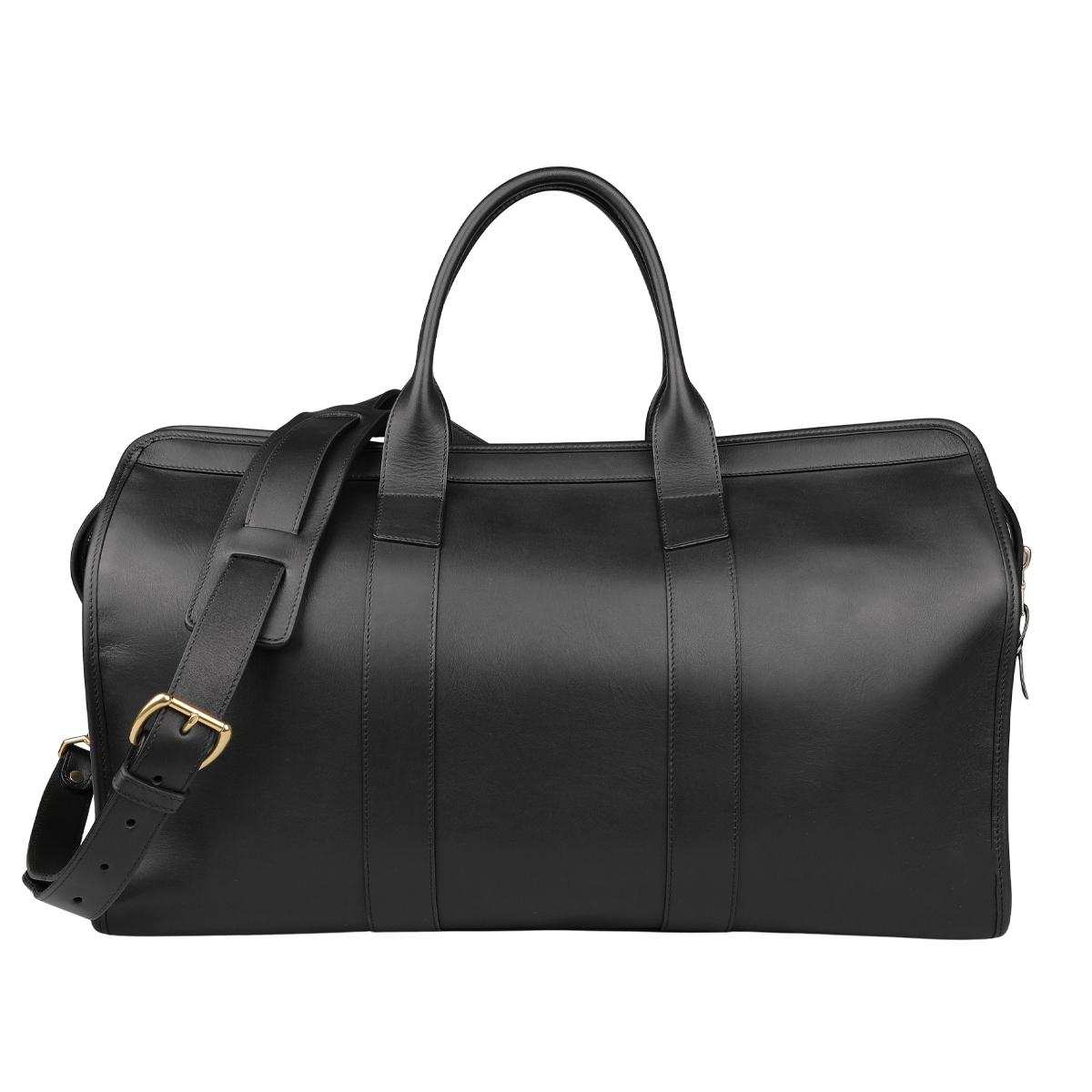 Experience luxury with the Frank Clegg Black Tumbled Leather Signature Duffle, crafted from premium leather. It features a comfortable shoulder strap and sturdy handles, perfect for your travel adventures.