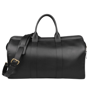 Experience luxury with the Frank Clegg Black Tumbled Leather Signature Duffle, crafted from premium leather. It features a comfortable shoulder strap and sturdy handles, perfect for your travel adventures.