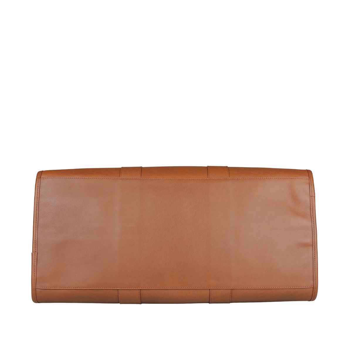 Cognac tumbled leather clutch bag with a smooth surface and stitching details, showcasing Frank Clegg craftsmanship.