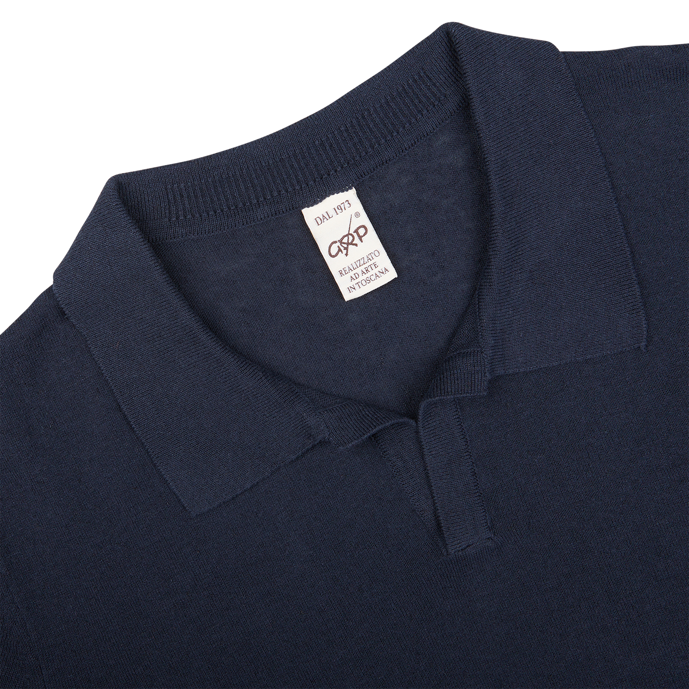 A slim fit Dark Blue Cotton Linen Polo Shirt with a collar from G.R.P.