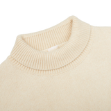 G.R.P Ecru Wool Cashmere Mock Neck Sweater Collar