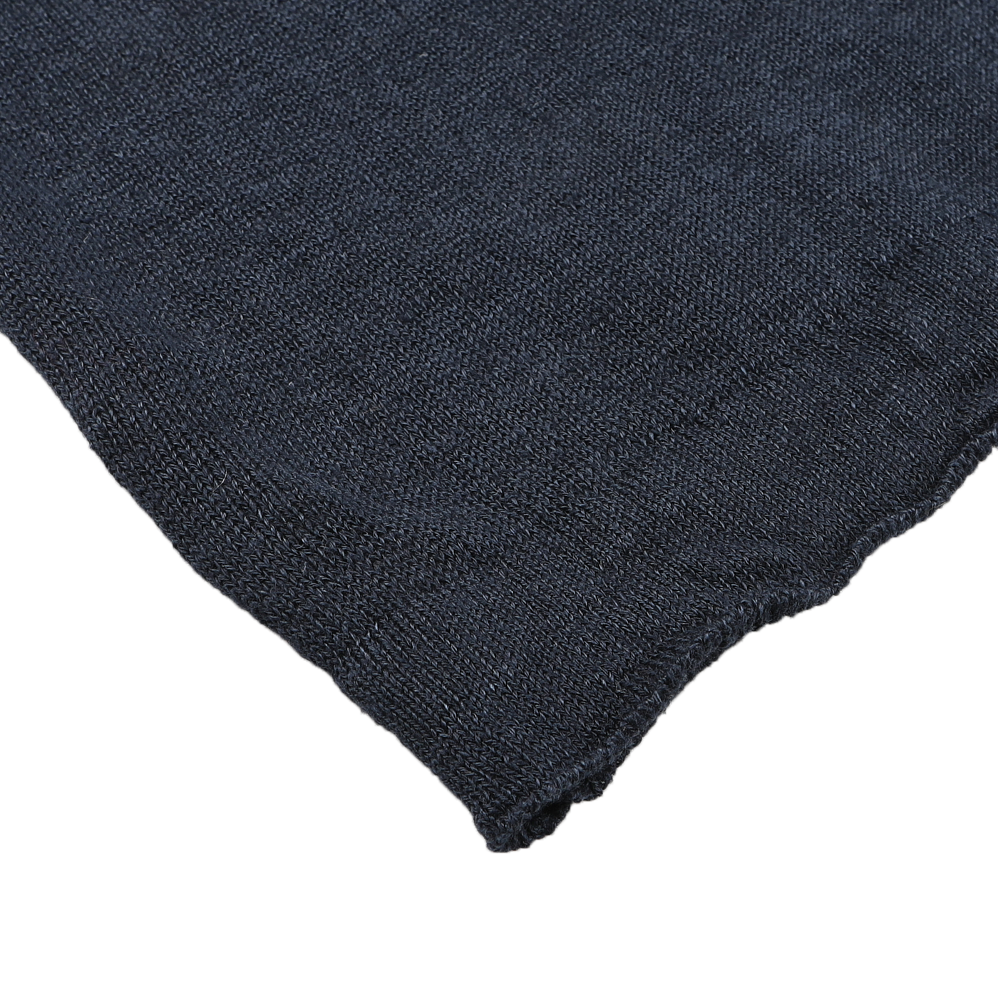 Close-up of a dark blue fabric from the G.R.P Dark Blue Linen Polo Shirt, showcasing its texture and intricate weave pattern, reminiscent of a slim fit style.