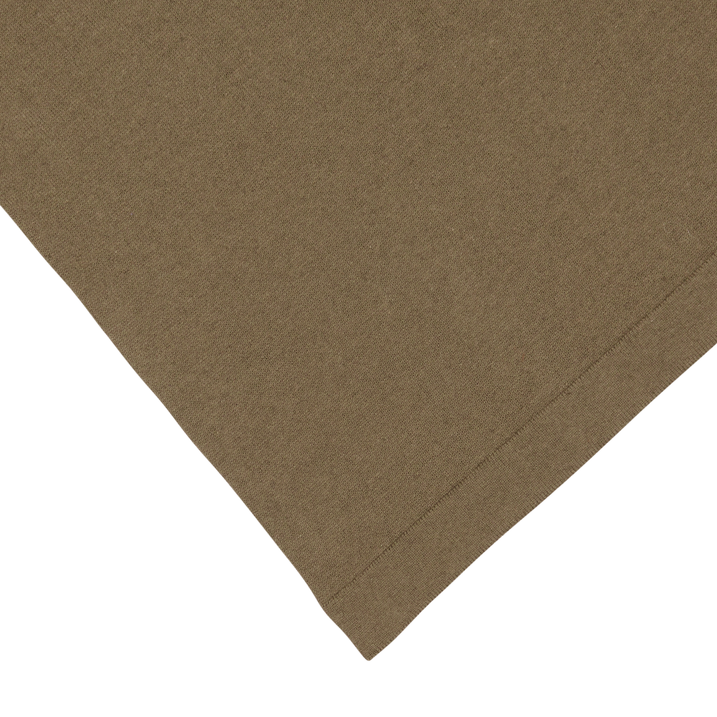 A piece of Olive Green Cotton-Linen Blend fabric folded on top of a white surface by G.R.P.