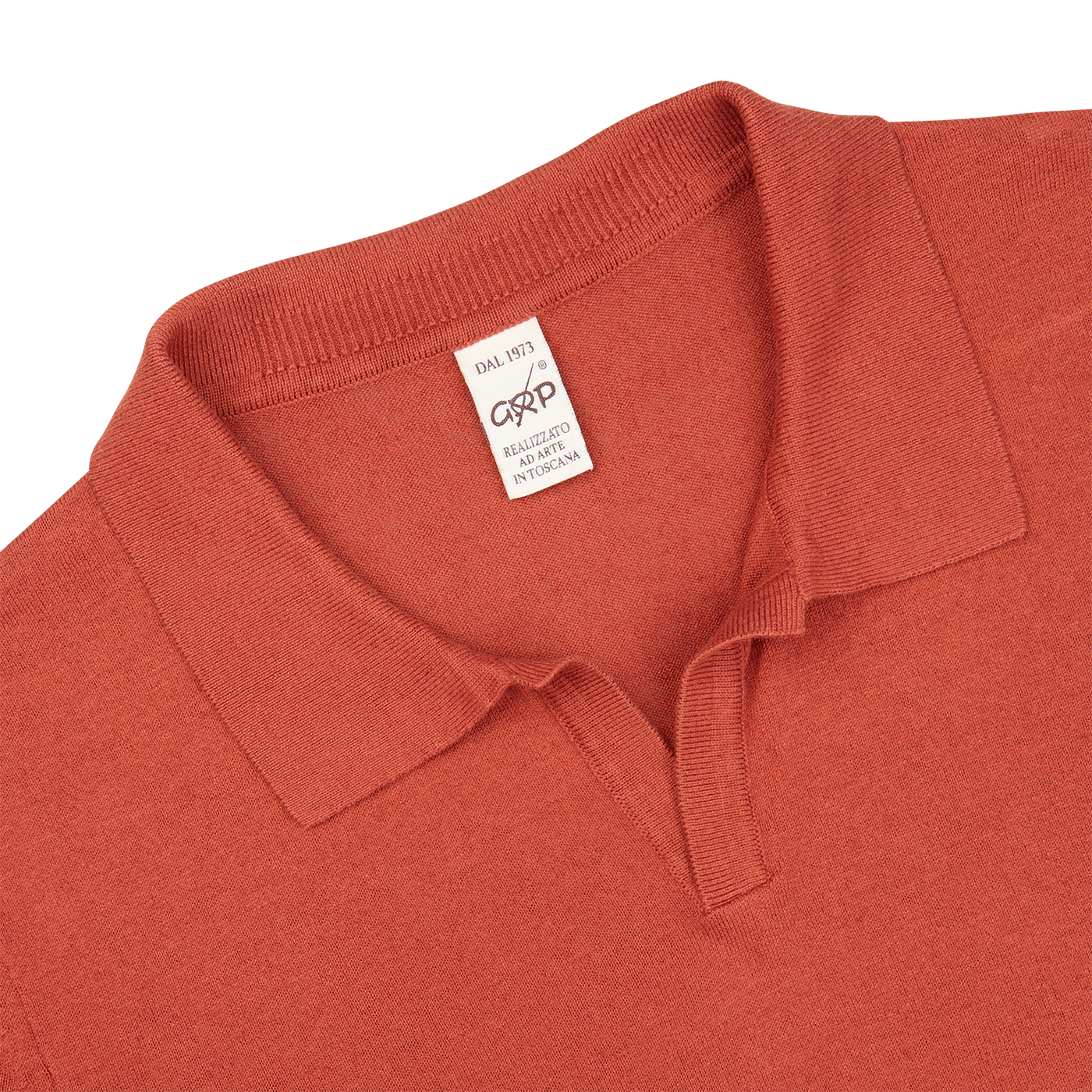 A men's Rust Red Cotton Linen slim fit polo shirt by G.R.P.