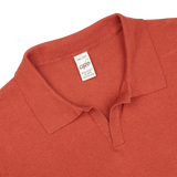 A men's Rust Red Cotton Linen slim fit polo shirt by G.R.P.