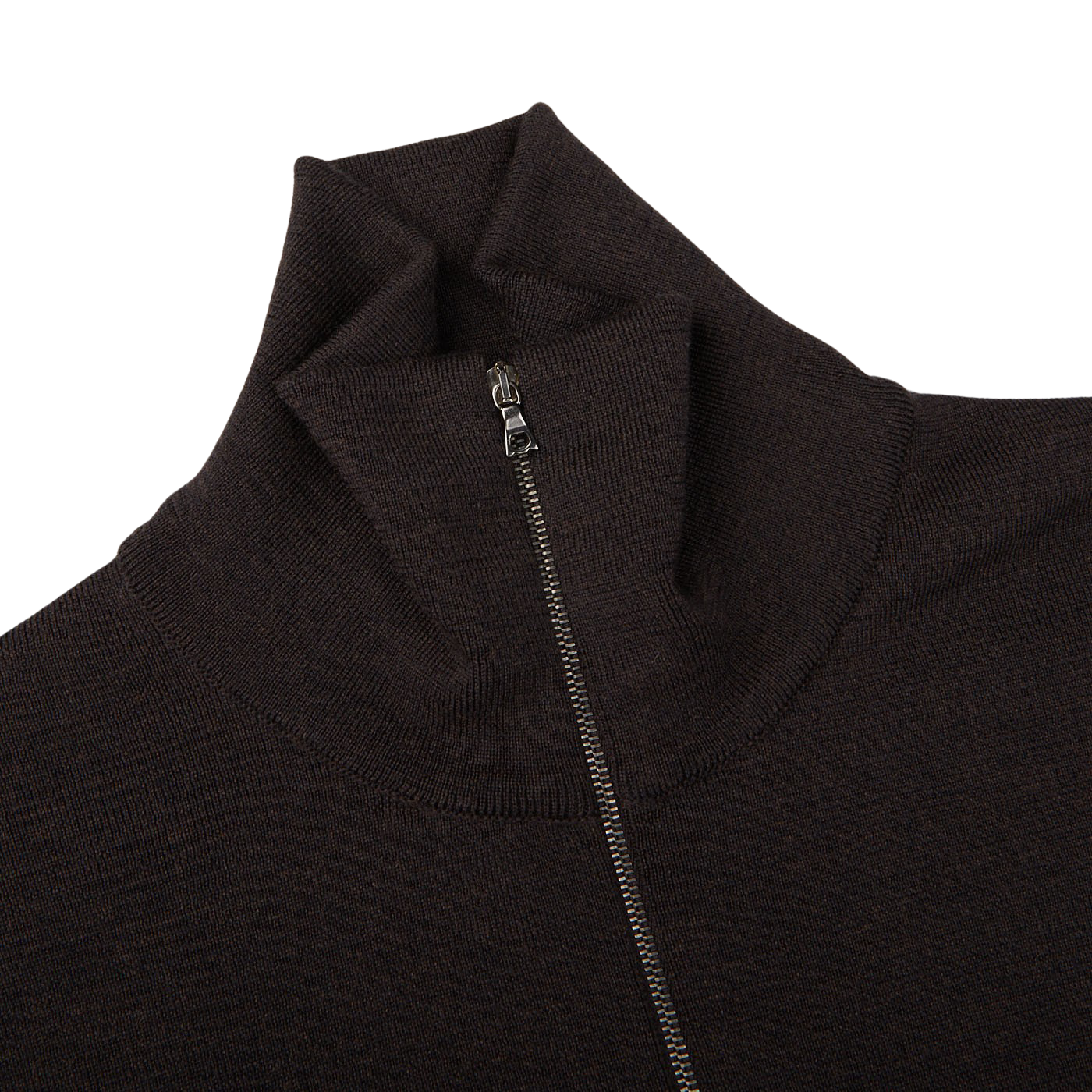 G.R.P Brown Melange Merino Wool Zip Jacket with a zipper on the front.