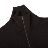 G.R.P Brown Melange Merino Wool Zip Jacket with a zipper on the front.
