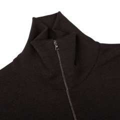 G.R.P Brown Melange Merino Wool Zip Jacket with a zipper on the front.