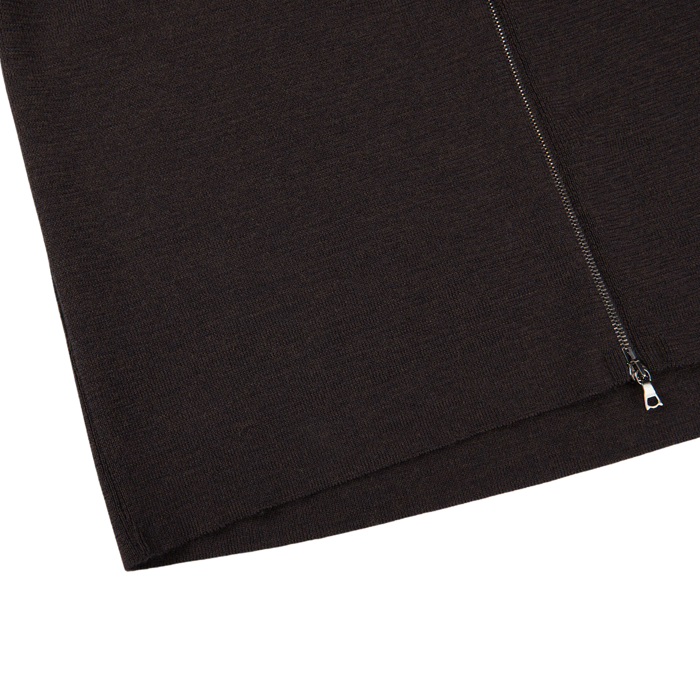 A Brown Melange Merino Wool Zip Jacket with a side zipper by G.R.P.