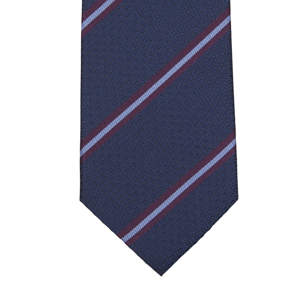 Gierre Milano Blue Purple Striped Silk Lined Tie Tip