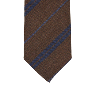 Gierre Milano Brown Striped Wool Silk Unlined Tie Tip