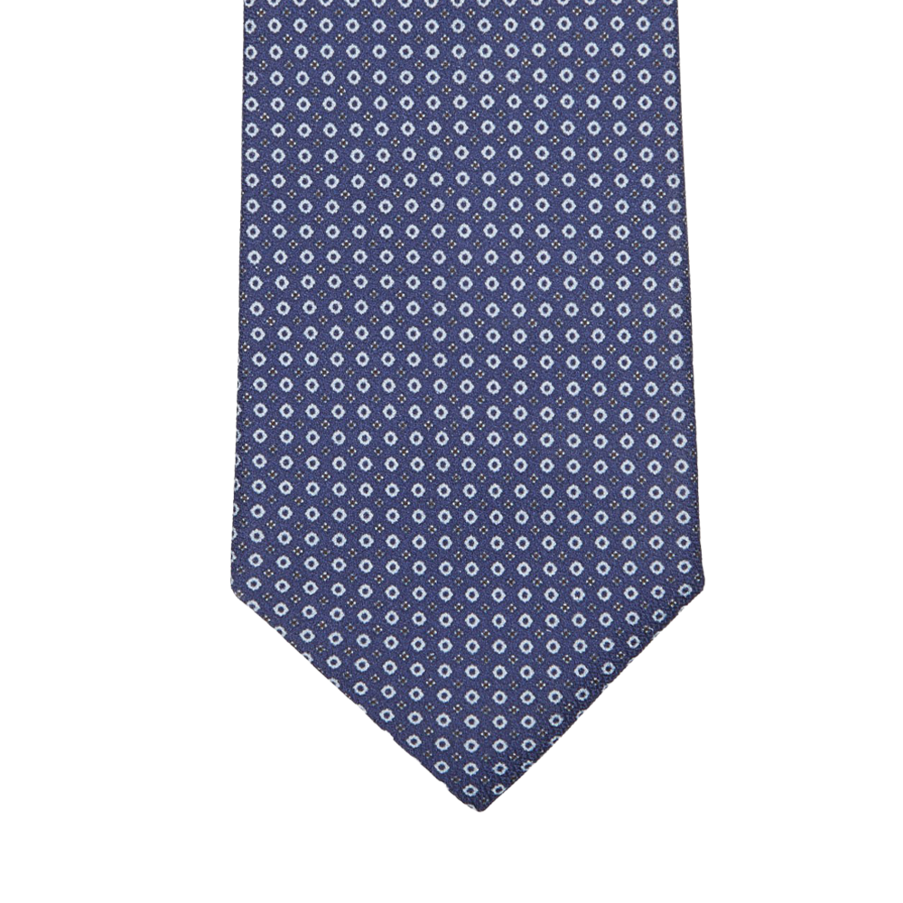 Gierre Milano Dark Blue Dot Printed Silk Lined Tie Tip