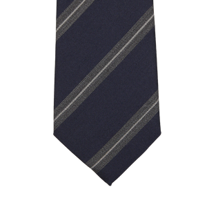 Gierre Milano Dark Blue Striped Wool Silk Lined Tie Tip