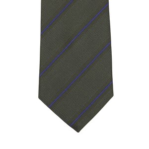 Gierre Milano Dark Green Blue Striped Silk Lined Tie Tip