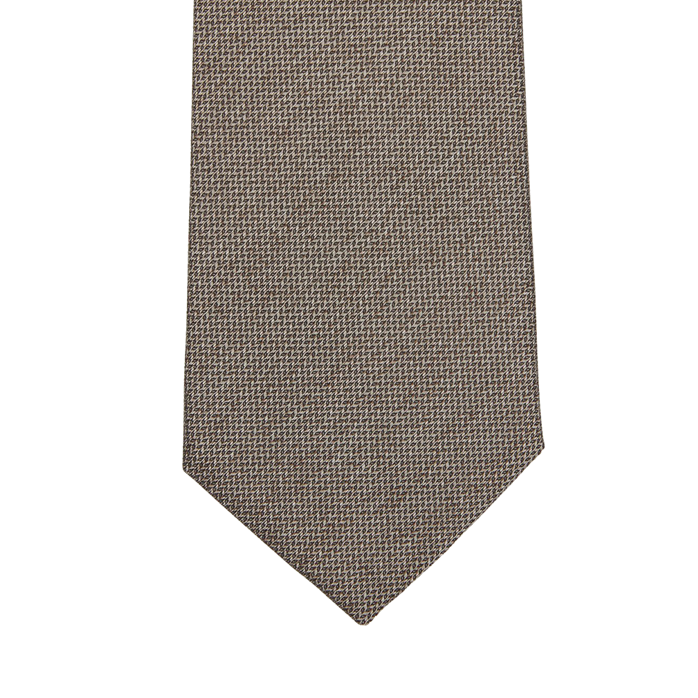 Gierre Milano Grey Herringbone Silk Cotton Lined Tie Tip