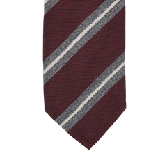 Gierre Milano Wine Striped Wool Silk Unlined Tie Tip