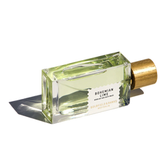 The Bohemian Lime 100ml Eau De Parfum by Goldfield & Banks features a rectangular glass bottle with a golden cap, showcasing the brand label "Goldfield & Banks Australia." Its light green liquid suggests notes of lime and vetiver, offering a refreshing blend.