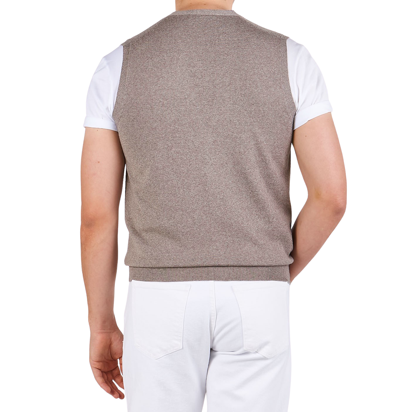 Gran Sasso Beige Extra Fine Merino Wool Vest Back