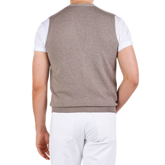 Gran Sasso Beige Extra Fine Merino Wool Vest Back