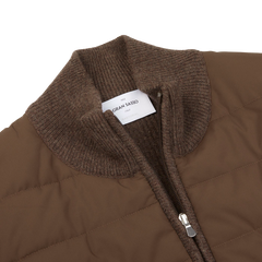 Gran Sasso Brown Melange Wool Nylon Padded Jacket Collar1