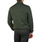 Gran Sasso Green Extrafine Merino Wool Zip Cardigan Back