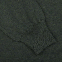 Gran Sasso Green Extrafine Merino Wool Zip Cardigan Cuff