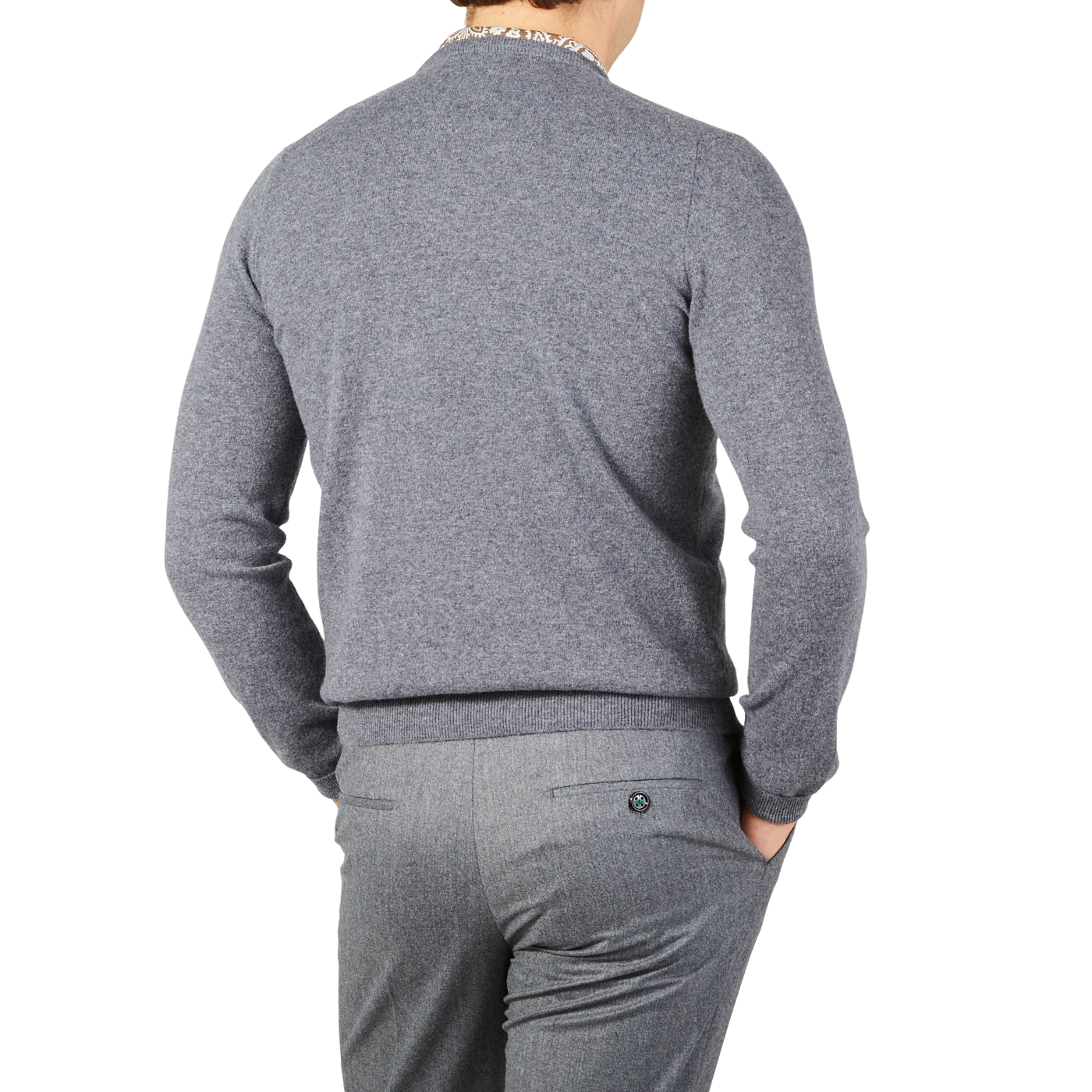 Gran Sasso Grey Melange Pure Cashmere Crewneck Back