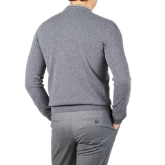 Gran Sasso Grey Melange Pure Cashmere Crewneck Back