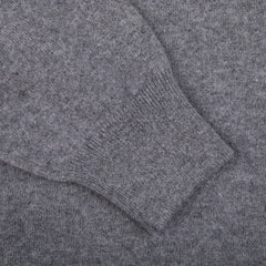 Gran Sasso Grey Melange Pure Cashmere Crewneck Cuff