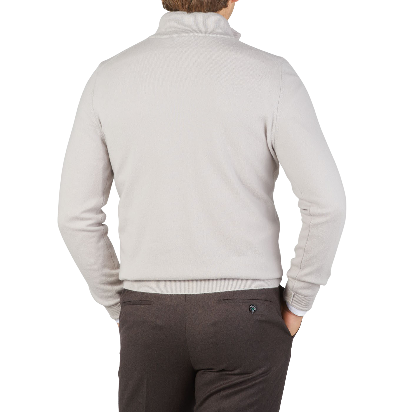Gran Sasso Light Taupe Cashmere 1:4 Zip Sweater Back