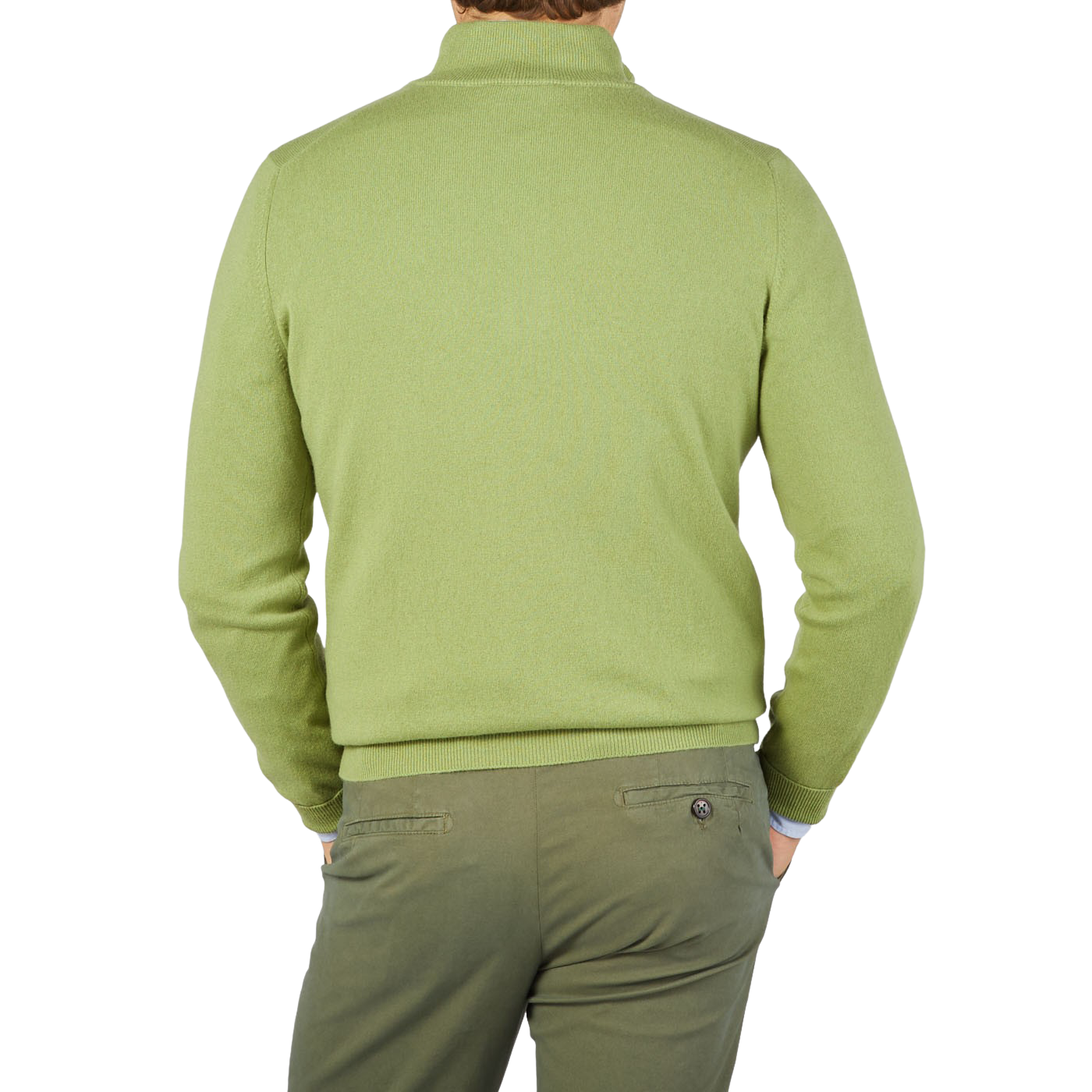 Gran Sasso Lime Green Cashmere 1:4 Zip Sweater Back