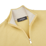 Gran Sasso Muted Yellow Cashmere 1:4 Zip Sweater Collar