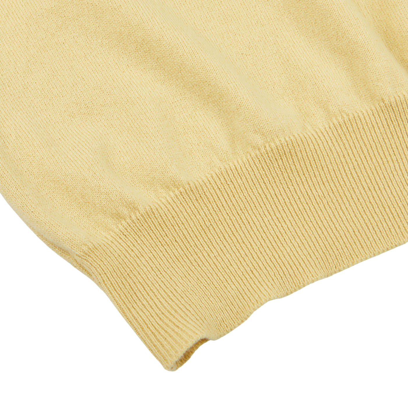 Gran Sasso Muted Yellow Cashmere 1:4 Zip Sweater Edge