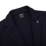 Gran Sasso Navy Blue Travel Wool Knitted Blazer Collar