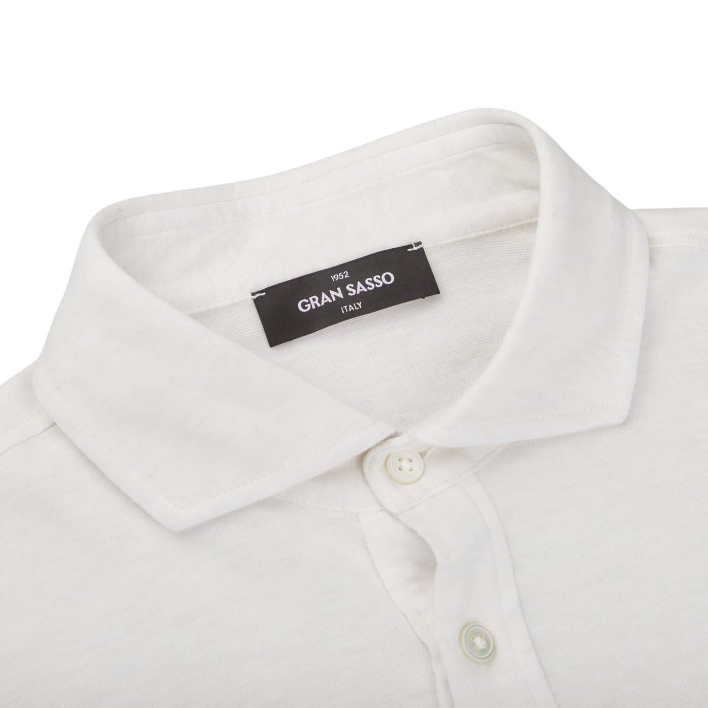 Gran Sasso Off-White Cotton Cashmere Popover Collar