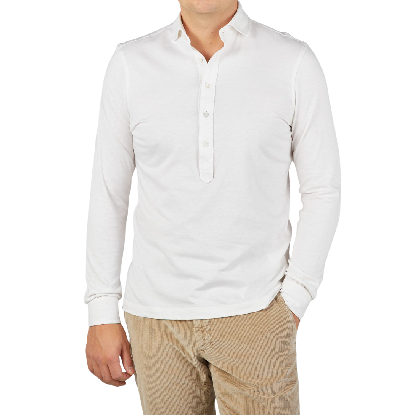 Gran Sasso Off-White Cotton Cashmere Popover Front