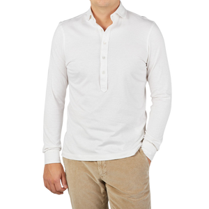 Gran Sasso Off-White Cotton Cashmere Popover Front