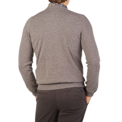 Gran Sasso Taupe Beige Pure Cashmere Crewneck Back