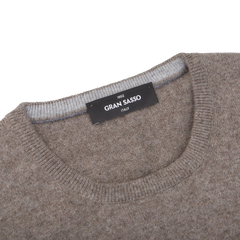 Gran Sasso Taupe Beige Pure Cashmere Crewneck Collar