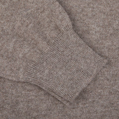 Gran Sasso Taupe Beige Pure Cashmere Crewneck Cuff