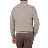 Gran Sasso Taupe Beige Wool Blend Chunky Rollneck Back