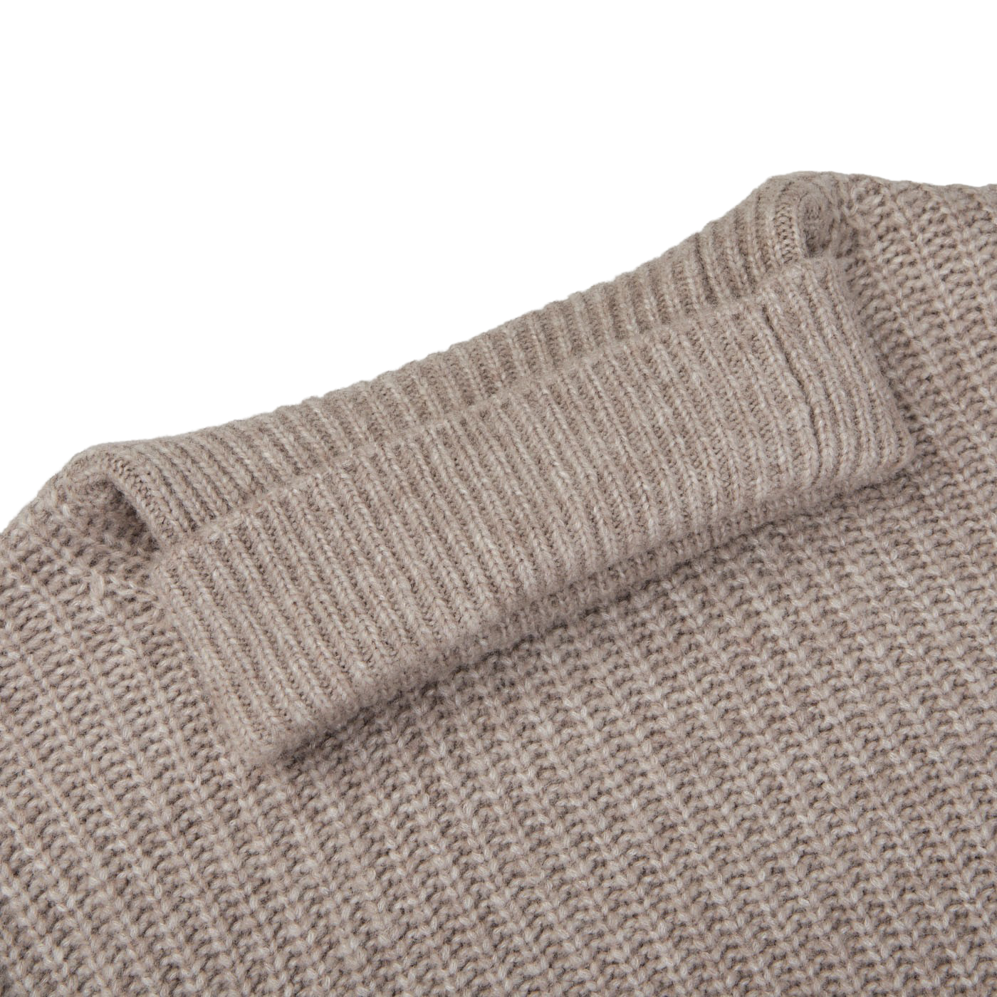 Gran Sasso Taupe Beige Wool Blend Chunky Rollneck Collar